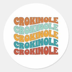 Retro Wavy Crokinole Lover Classic Round Sticker