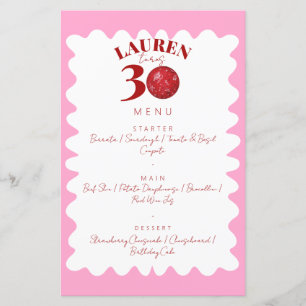 Retro Wavy Disco 30th birthday party menu