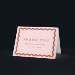 Retro Wavy Frame Blush & Terracotta Wedding Thank You Card<br><div class="desc">Stylish retro style wedding thank you cards with a wavy scallop frame in terracotta with a blush pink background,  with terracotta text. Blank inside for your handwritten message.</div>