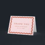Retro Wavy Frame Blush & Terracotta Wedding Thank You Card<br><div class="desc">Stylish retro style wedding thank you cards with a wavy scallop frame in terracotta with a blush pink background,  with terracotta text. Blank inside for your handwritten message.</div>