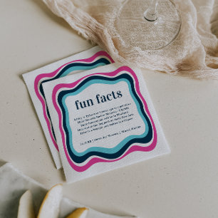 Retro Wavy Frame Couple Fun Facts Wedding Napkin