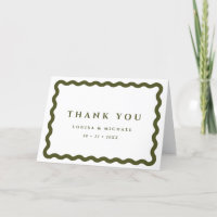 Retro Wavy Frame Green & White Wedding