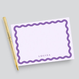 Retro Wavy Frame Purple & Lilac Personalised Card
