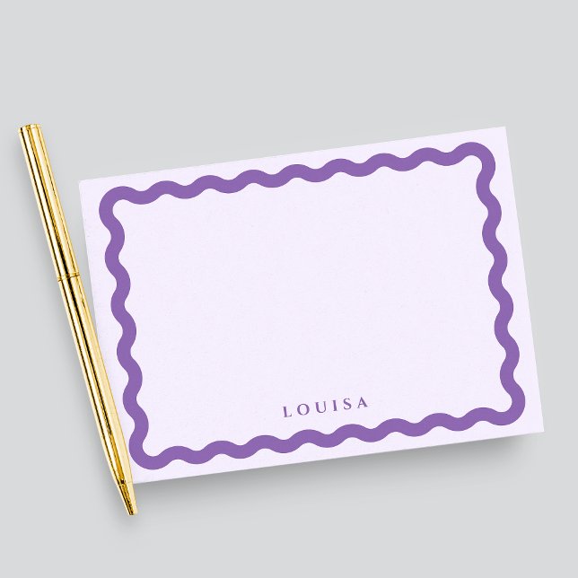 Retro Wavy Frame Purple & Lilac Personalised Card (Creator Uploaded)