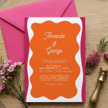 Retro Wavy Frame Whimsical Simple Classic Wedding