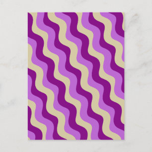 Retro Wavy Geometric Purple Cream Postcard