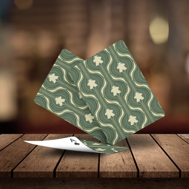 Retro Wavy Green Meeple Board Game  Playing Cards (Creator Uploaded)
