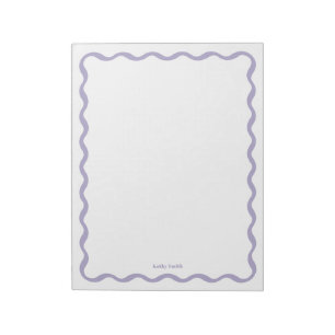Retro Wavy Lavender Modern Personalised Stationery Notepad