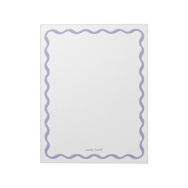 Retro Wavy Lavender Modern Personalised Stationery Notepad (Rotated)