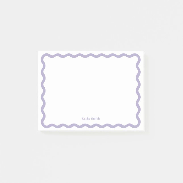 Retro Wavy Lavender Modern Personalised Stationery Post-it Notes (Front)