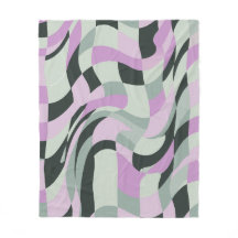 Retro Wavy Lilac and Sage Green Chequered Danish P
