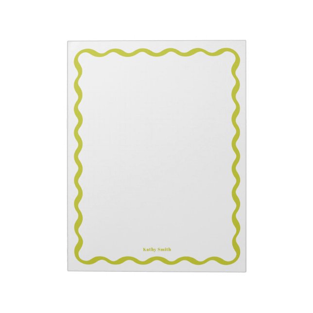 Retro Wavy Lime Modern Personalised Stationery Notepad (Rotated)