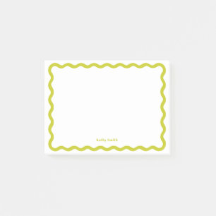 Retro Wavy Lime Modern Personalised Stationery Post-it Notes