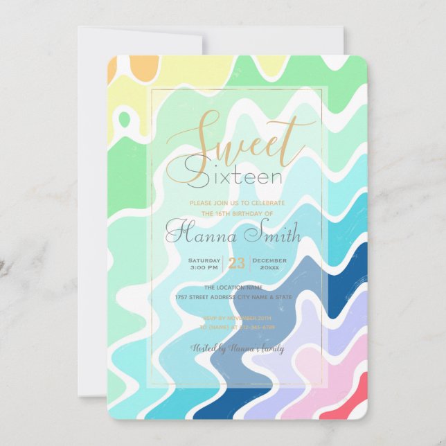 Retro Wavy Lines Pastel Rainbow Colours Pattern (Front)