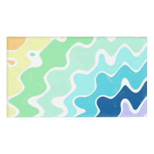 Retro Wavy Lines Pastel Rainbow Colours Pattern Name Tag