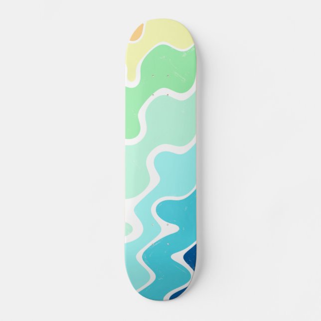 Retro Wavy Lines Pastel Rainbow Colours Pattern Skateboard (Front)
