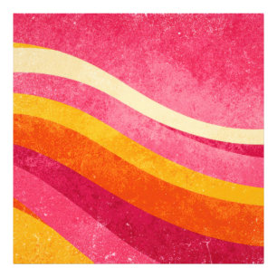 Retro Wavy Lines – Vintage Colour Background Photo Print
