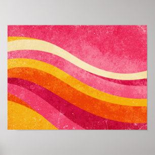 Retro Wavy Lines – Vintage Colour Background Poster