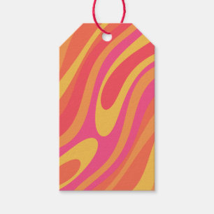 Retro Wavy Loops Trippy Colourful Abstract Pattern Gift Tags