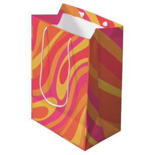 Retro Wavy Loops Trippy Colourful Abstract Pattern Medium Gift Bag