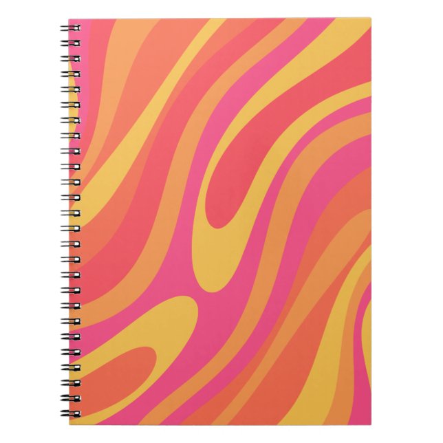 Retro Wavy Loops Trippy Colourful Abstract Pattern Notebook (Front)