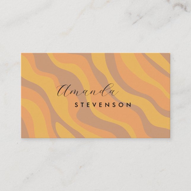 Retro wavy pattern business card (Front)