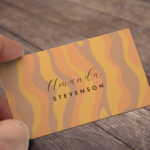 Retro wavy pattern business card
