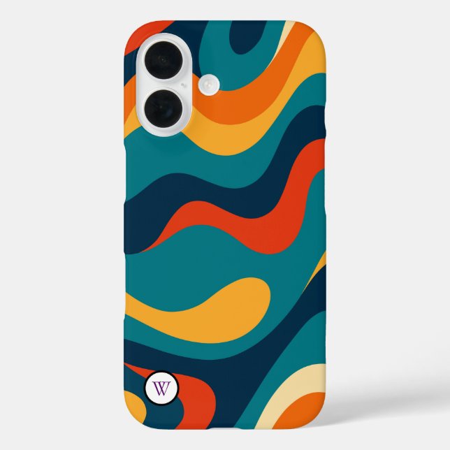Retro Wavy Pattern Modern Abstract iPhone Case (Back)