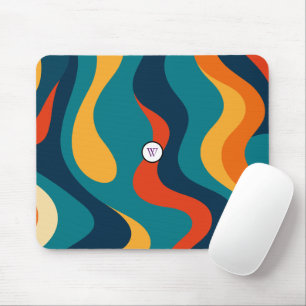 Retro Wavy Pattern Modern Abstract Mouse Pad