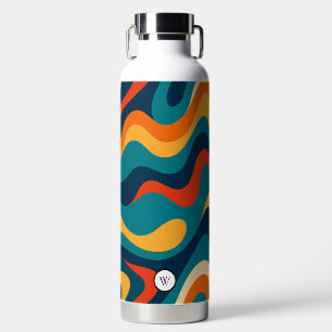 Retro Wavy Pattern Modern Abstract Water Bottle