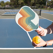 Retro Wavy Personalised Name Pickleball Paddle