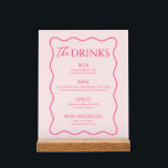 Retro Wavy Pink Drink Menu Bar  Acrylic Sign<br><div class="desc">Add a playful touch to your wedding bar with this Personalised Wavy Pink Drink Menu Bar Acrylic Sign. Perfect for showcasing your drink options, this vibrant sign complements wedding bar ideas with its unique retro-inspired design. Ideal for a wedding bar decor, it's a standout piece for a funky wedding, eclectic...</div>