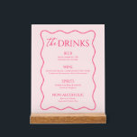 Retro Wavy Pink Drink Menu Bar  Acrylic Sign<br><div class="desc">Add a playful touch to your wedding bar with this Personalised Wavy Pink Drink Menu Bar Acrylic Sign. Perfect for showcasing your drink options, this vibrant sign complements wedding bar ideas with its unique retro-inspired design. Ideal for a wedding bar decor, it's a standout piece for a funky wedding, eclectic...</div>