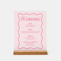 Retro Wavy Pink Drink Menu Bar 