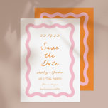 Retro Wavy Pink Orange Wave Wedding Save The Date<br><div class="desc">Retro Wavy Pink Orange Wave Wedding Invitations</div>