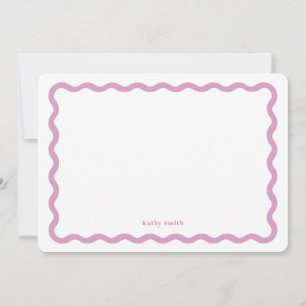 Retro Wavy Pink Simple Personalised Stationery Card