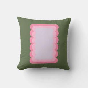 Retro Wavy Shape Green And Pink Cushion