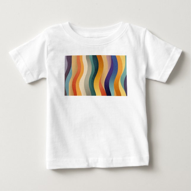 Retro Wavy Stripes Abstract Pattern Baby T-Shirt (Front)