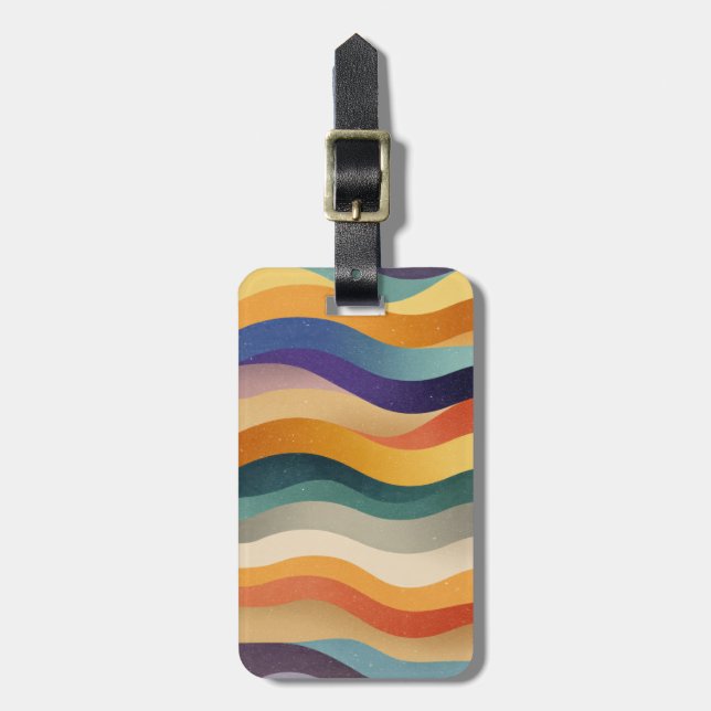 Retro Wavy Stripes Abstract Pattern Luggage Tag (Front Vertical)