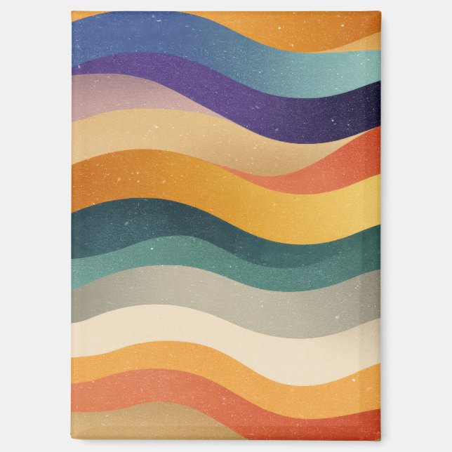 Retro Wavy Stripes Abstract Pattern Magnet (Front)