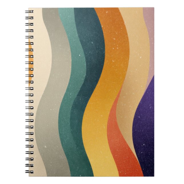 Retro Wavy Stripes Abstract Pattern Notebook (Front)