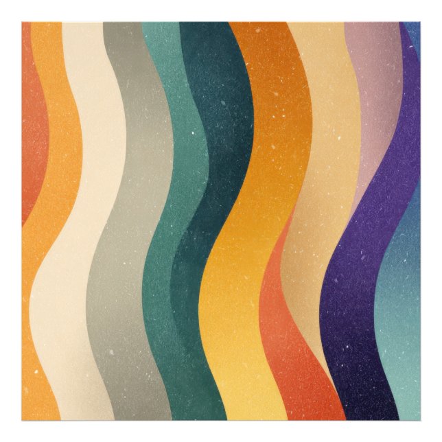 Retro Wavy Stripes Abstract Pattern Photo Print (Front)