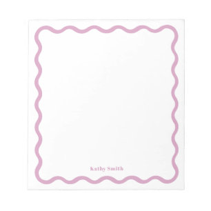 Retro Wavy Stylish Pink Personalised Stationery Notepad