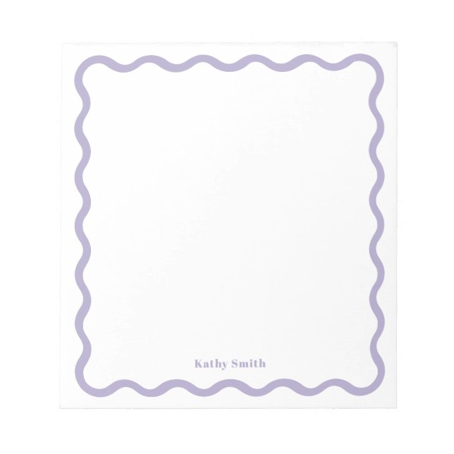 Retro Wavy Stylish Purple Personalised Stationery Notepad (Front)