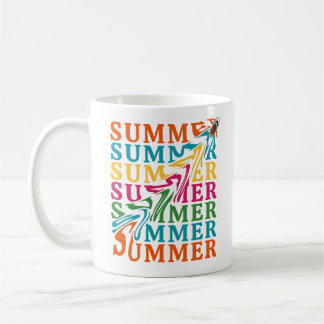 Retro Wavy "SUMMER" Text Art Design Coffee Mug