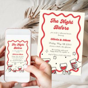 Retro Wavy The Night Before Rehearsal Dinner Invitation