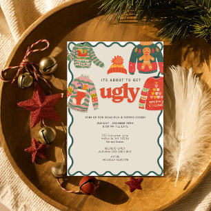 Retro Wavy Ugly Sweater Christmas Holiday Party Invitation