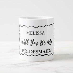 Retro Wavy Will You Be My Bridesmaid Proposal 20oz Large Coffee Mug
