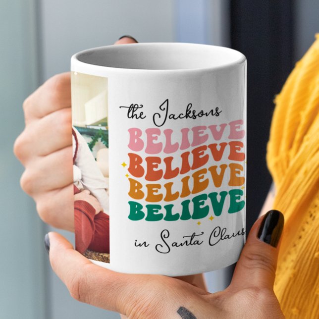 Retro we believe in Santa Claus Christmas 2 photos Coffee Mug (Creator Uploaded)