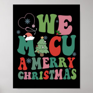 Retro We Micu A Merry Christmas Medical Icu Rn Aid Poster
